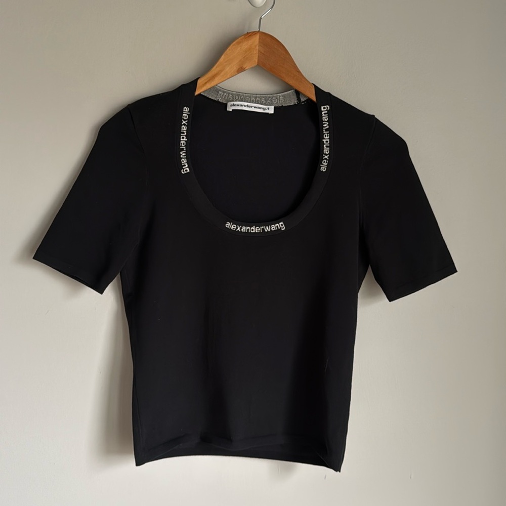 Alexander Wang Black Logo Trim Short Sleeve Top - Picture 3 of 13